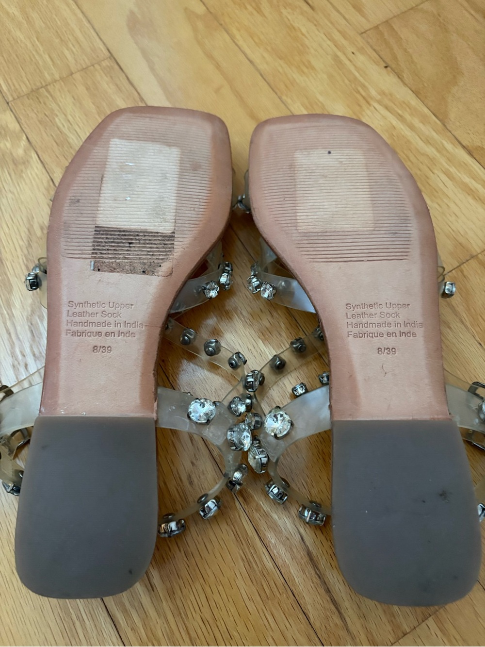 Jeffrey Campbell Clear Crystal Embellished Flat Sandals Size 8 - Picture 6 of 6